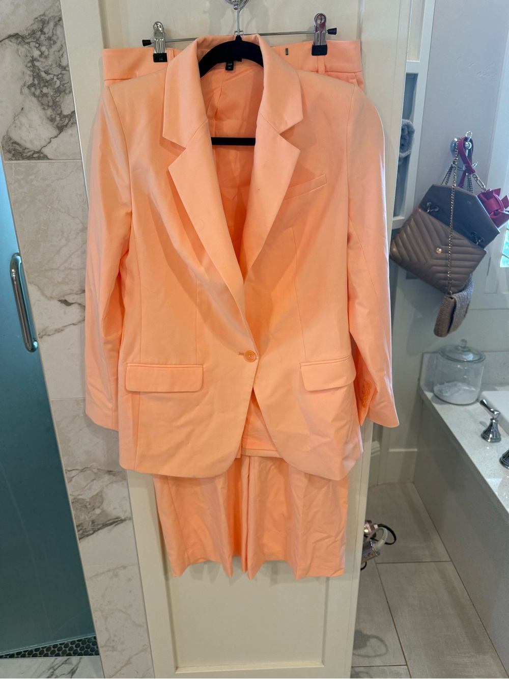 Express bright orange Single-Button Blazer and trouser set